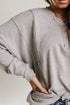 Waffle Patchwork Dolman Sleeve Henley Top